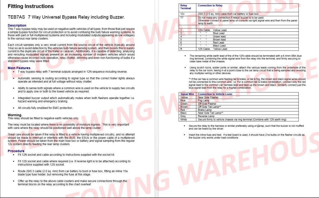 TEB7AS Fitting Instructions 